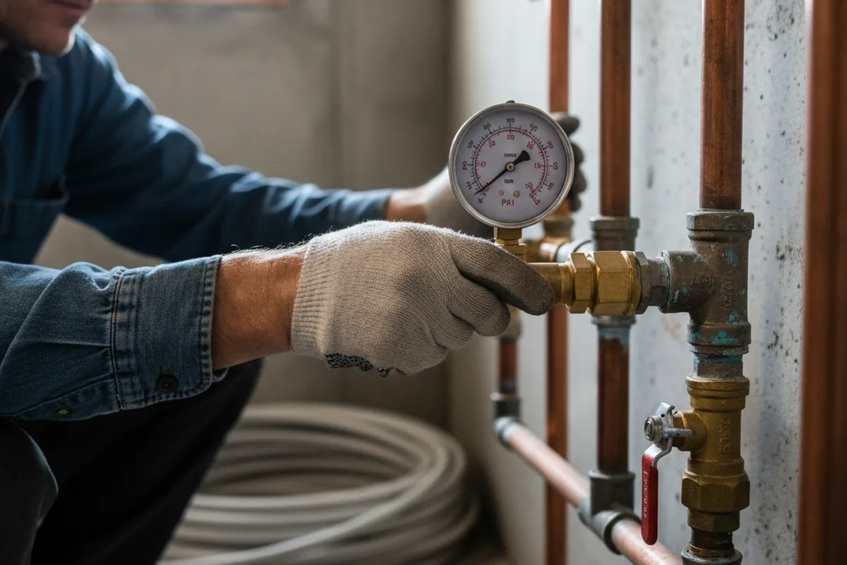 Pressure testing a repaired line during Water Line Repair in Tarrytown